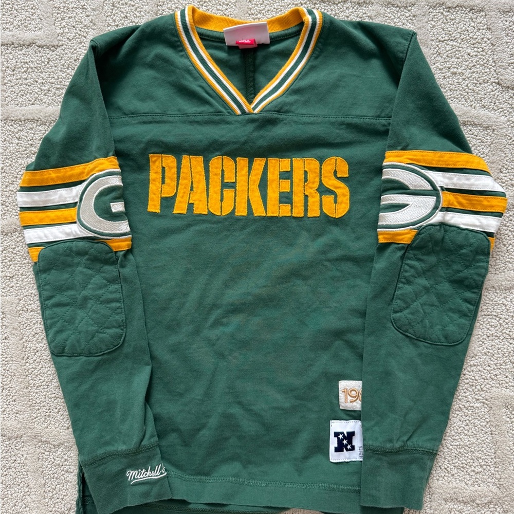 Mitchell & Ness Green Packers Long Sleeve Rugby Shirt Boys small (8)